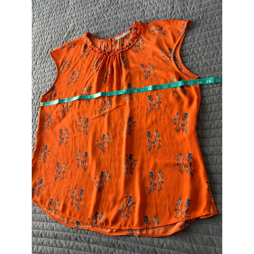 Daniel Rainn Orange Floral Ruffle Neck Sleeveless Blouse XXL D16908PR1 - Picture 7 of 8